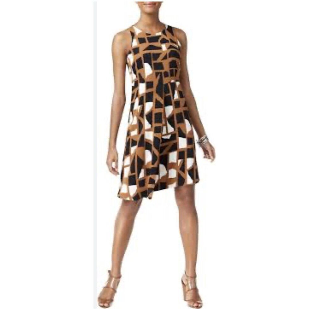Alfani Women Sleeveless Abstract Print Asymmetrical Hem Dress Size 6